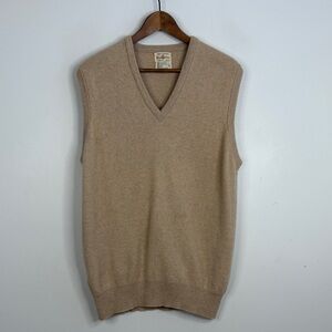 Vintage Sweater Vest Mens 46 XL Beige Cashmere V Neck Pullover Made in England